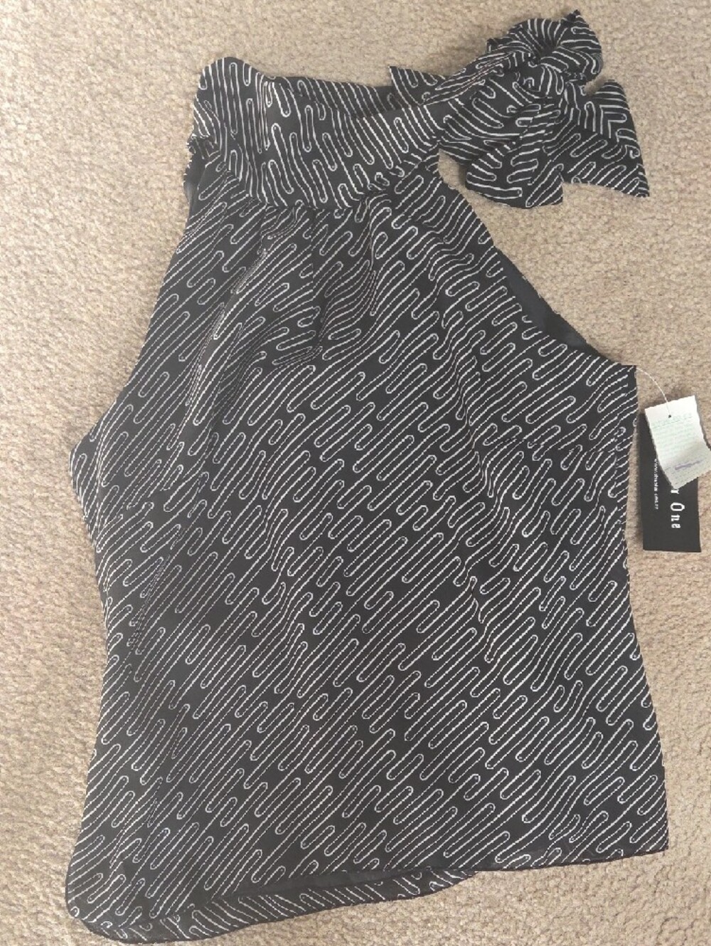 Chapter One-Shoulder Black & White Patterned Shirt